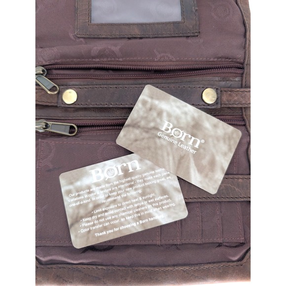 Born Rockforth Chocolate Brown Leather Convertible Crossbody Wristlet Wallet Bag - Picture 5 of 11
